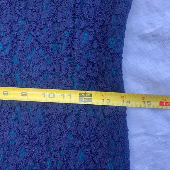 Adrianna Papell size 4 Lace Overlay Navy & Green Exposed Zip HOCO Cocktail Dress - Picture 15 of 16